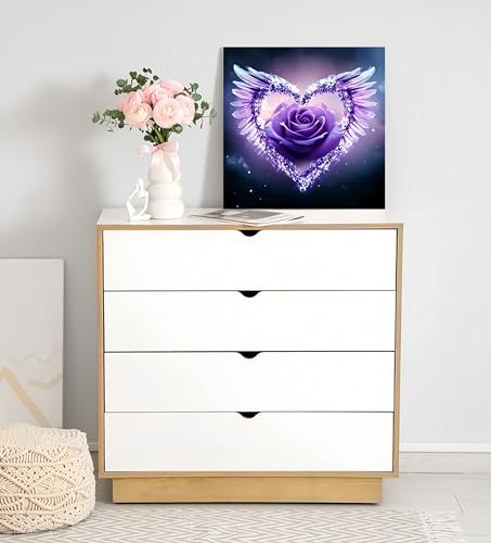 Diamond Art Kits for Adults,Heart FlowerDiamond Painting Kit 13.8X13.8inch | 5D DIY Full Round Drill Paint by Diamonds,Relaxing Diamond Dot Gem Art Painting Crafts,for Home Wall Beginners - color: KM1052-1