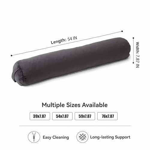 Velvet Bolster Pillow for Adults, Long Round Body Pillow for Bed, 54x7.87 - color: Gray, size: 54*7.87