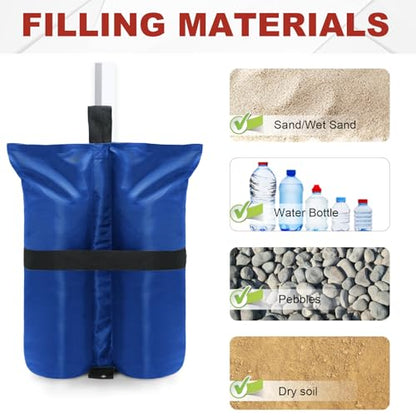 ABCCANOPY Canopy Weights 185 LBS Tent Sand Bags,4-Pack Blue(No Sand) - color: Blue, size: 185 LBS