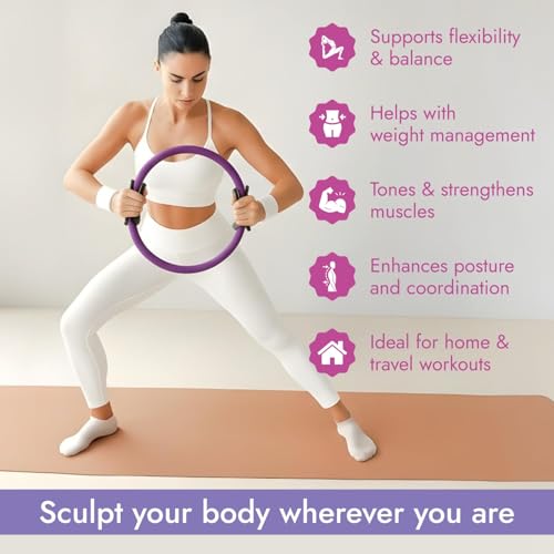 Pilates Ring and Ball Set with Video Tutorials, 10-in-1 Home Pilates Kit - color: Luxury Purple
