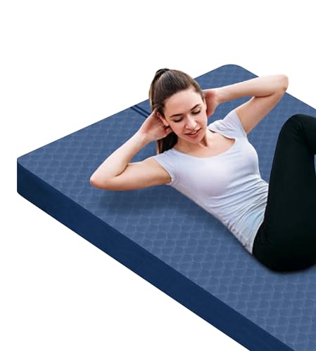 nuveti Large Exercise Mat - 15mm/20mm/30mm Thick Yoga Mat | Workout Mat for Fitness, Yoga, Pilates, Stretching & Floor Exercises for Women & Men with Free Carrying Bag - color: DarkBlue, size: 200X100X30MM
