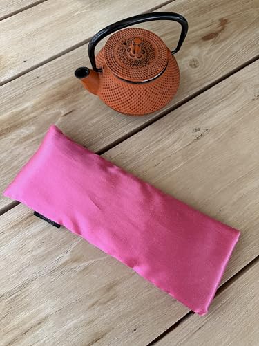 Weighted Lavender Eye Pillow for Yoga, Travel – Sateen Cotton Cover, Flax Seed Filling, Natural Lavender, Hot & Cold Use - color: Purple