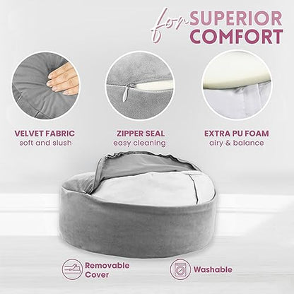 Yes4All Meditation Cushion, Floor Pillow Foam Zafu Buckwheat, Mandala Pattern Yoga Meditation Bolster Pillows, Floor Cushions - color: C. Ash Gray