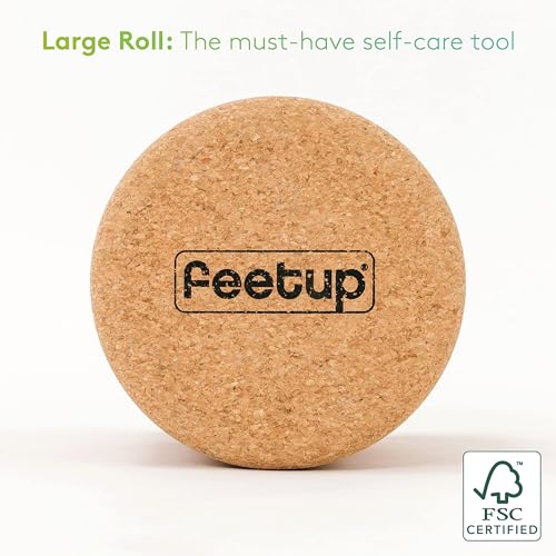 FeetUp - Cork Back Roller, Eco-Friendly No Foam, Massage Roller for Neck, Back & Legs, Deep-Tissue Massage, Tension Release, Trigger Points, Muscle Knots & Yoga Therapy (Extra Large)