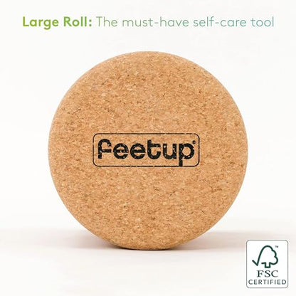 FeetUp - Cork Back Roller, Eco-Friendly No Foam, Massage Roller for Neck, Back & Legs, Deep-Tissue Massage, Tension Release, Trigger Points, Muscle Knots & Yoga Therapy (Extra Large)