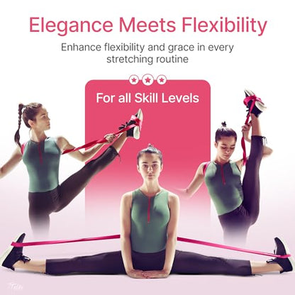 2-Pack Ballet Stretch Bands with Foot Mini Loop, Natural Rubber Dance Bands | Splits and flexibility training for kids, teens and adult dancers, gymnasts and cheerleaders, beginner guide and travel bag - color: Charm Pink Small