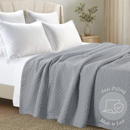 Threadmill Cotton Twin Coverlet Blanket, Jacquard, Scottish Grey, 68x90 in - color: Classic Scottish Grey, size: Twin / Twin-XL