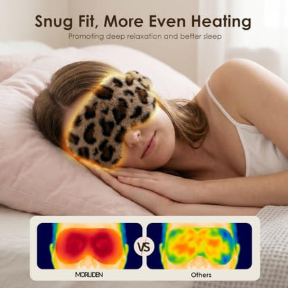 MORLIDEN Heated Eye Mask for Dry Eyes & Stye - Microwavable Warm Compress | For Blepharitis, Chalazion, MGD-Lightweight, No Heavy Pressure-Reusable Moist Heat Mask with Natural Flaxseed (Leopard) - color: Leopard Print