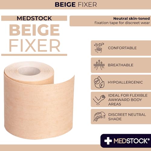 MEDSTOCK Non-Woven Fabric, Beige Fixer Roll, 2" x 11 yds, 1 Roll, Wound Care, Adhesive Dressing Tape, Medical Device Securer, Flexible and Soft, Stable and Dependable, Increases Patient Comfort - size: 2" x 11 yds