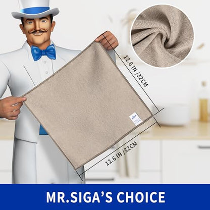 MR.SIGA Microfiber Cleaning Cloths, Streak Free Microfiber Towels, 12 Pack - color: Wheat