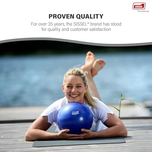 SISSEL Pilates Soft Ball Gray | 8.5 in | Phthalate- & Latex-Free PVC | for Deep Relaxation & Muscle Strengthening | 340 lbs Capacity | Includes Exercise Guide - color: Blue, size: 8.7"