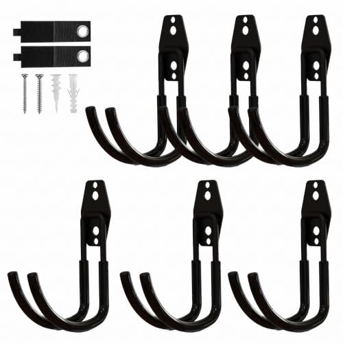 Garage Hooks, 6 Pack Large Round Wall Hooks for Hanging Heavy Duty Ladders, Bikes, Tools Ideal for Garage, Garden, Basement Utility Room Storage (Black) - color: Black, size: Large Round-6pcs