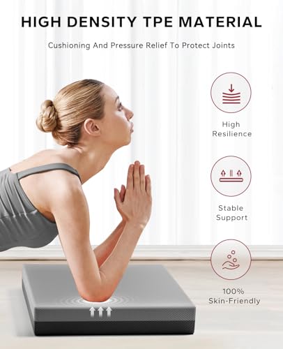 HAPBEAR Exercise Balance Pad - 15"x12" Non-Slip Textured Bottom Stability Training Mat - 2.25" Thick Soft Cushioned Foam for Physical Therapy, Core Training & Home Workouts - color: Gray/Black-1PC