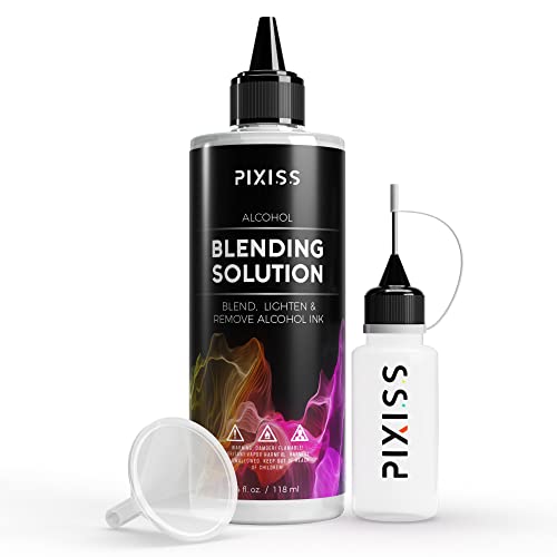 Alcohol Ink Paper Blending Solution and Alcohol Blending Brushes, Alcohol Ink Supplies Include 25 Sheets Medium 5x7-Inch, 4-Ounce Blending Solution and 10 Brushes