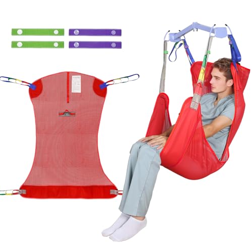 EZ Assistive Universal Full Body Patient Lift Sling for Patient Lift or Transfer, Lift Sling with Mesh Fabric Suitable for Bedridden,Elderly or Disabled to Bathing - size: Small-Red