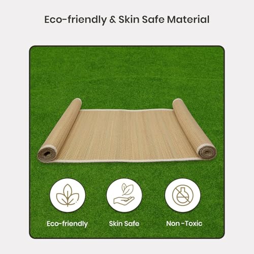 LFH Home Handmade Straw Yoga Mat For Exercise, Workout, Fitness - Perfect Heavy Quality Eco Friendly Natural Straw Reversible Yoga Mat for Men & Women - 72x24 Inch - color: White
