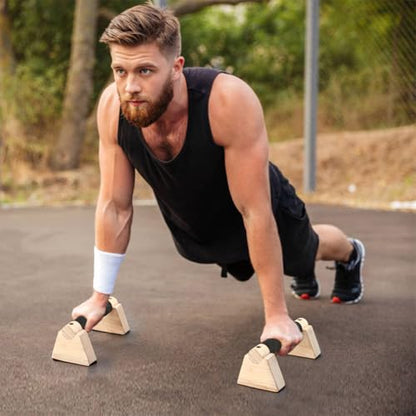 Wood Parallettes Bars for Home Workout, Push Up Bars & Dip Stands, Wooden Calisthenics Equipment Handstand Blocks for Strength Training, Rehabilitation & Gymnastics - size: 25cm