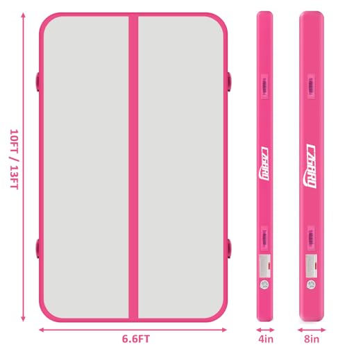 Air Mat Tumble Track, Gymnastics Mats Tumbling Track with Electric Air Pump for Home Use Cheerleading Training Kids Gym Yoga - color: Pink, size: 10ftx6.6ftx4inch