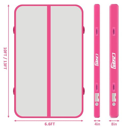Air Mat Tumble Track, Gymnastics Mats Tumbling Track with Electric Air Pump for Home Use Cheerleading Training Kids Gym Yoga - color: Pink, size: 10ftx6.6ftx4inch