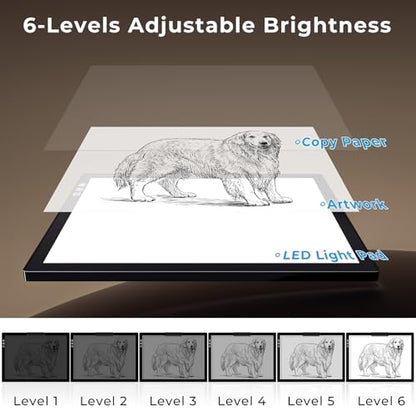 Rechargeable A4 Diamond Art Light Board with Stand, Tracing Light Box | Bylitodt 6 Brightness Artist Table with Clip, LightBoard for Drawing, Weeding Vinyl, Sketching, Diamond Painting Accessories - size: A4