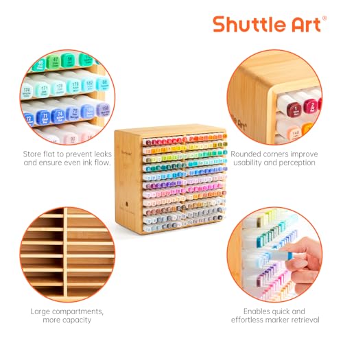 Shuttle Art Marker Organizer, Hold 176 Art Markers, Brush Pens, Pencil Large Holder with 22 Compartments for Home, Classroom, Office Desktop Stationary Storage