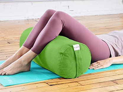 Sol Living Yoga Bolster Pillow for Restorative Yoga, 100% Cotton Meditation Cushion, Extra Firm Support Bolster for Yoga Body Pillow with Removable Washable Cover and Carry Handle