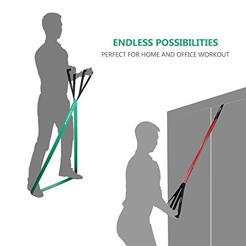 TOMSHOO 5Pcs Resistance Bands Set with Handles Door Anchor for Men Women