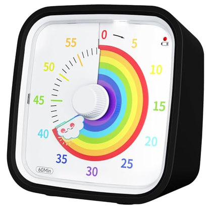Yunbaoit Rainbow Visual Timer for Kids, 60-min Countdown Timer, Black - color: Black Rainbow