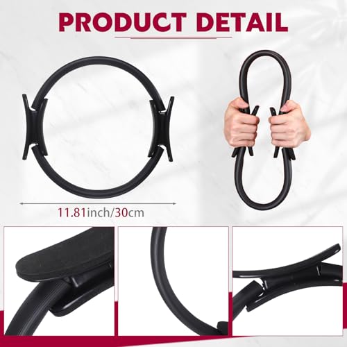 Syhood Pilates Ring 11. 81 Inch Pilates Circle Yoga Ring Magic Lightweight Flexible Workout Equipment for Fitness Physical Therapy Resistance Exercise Arms Legs - color: Black