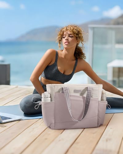 LOVEVOOK Travel Tote Bag for Women, Fits 15.6-Inch Laptop - color: Beige-white, size: 15.6 inch