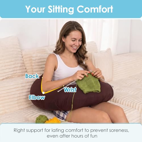 QUEEN ROSE Reading Pillow for Gaming, Lap Desk Pillow for Sitting in Bed or Sofa, Compact Arm Support Pillow for Reading, Playing or Crocheting, Cooling Coffee - color: Cooling Espresso