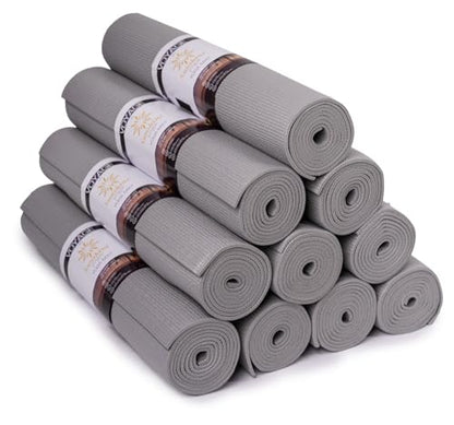 Voyage 5mm Studio Yoga Mats, 10 Pack, 72x24in | Extra Long, Anti-Tear Exercise Mats for Workout, Stretching, Fitness - Non Slip Gym Mats for Home, Schools and Studios - color: Cool Gray