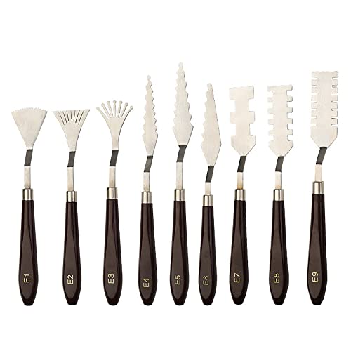 9 Pcs Flower Art Scraper Texture Knife Art Palette Knife Special-shaped Scraper Oil Painting Acrylic Paint Tool for Art Students