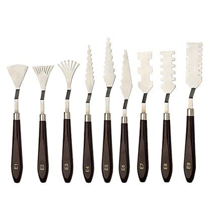9 Pcs Flower Art Scraper Texture Knife Art Palette Knife Special-shaped Scraper Oil Painting Acrylic Paint Tool for Art Students