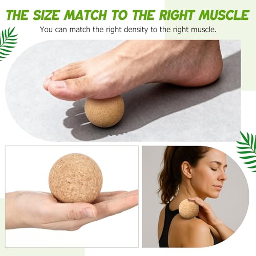 TrelaCo Cork Massage Balls Set of 2 for Fascia Release After Exercise Yoga Point Therapy Relax Muscles Relieve Stress Tools(6cm) - size: 6cm