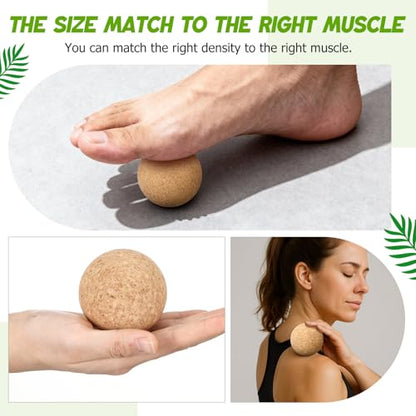 TrelaCo Cork Massage Balls Set of 2 for Fascia Release After Exercise Yoga Point Therapy Relax Muscles Relieve Stress Tools(6cm) - size: 6cm