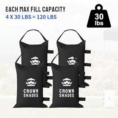 CROWN SHADES Sand Bags for Canopy Legs, 120 LBS, Black (Unfilled) - color: Black, size: 120lbs