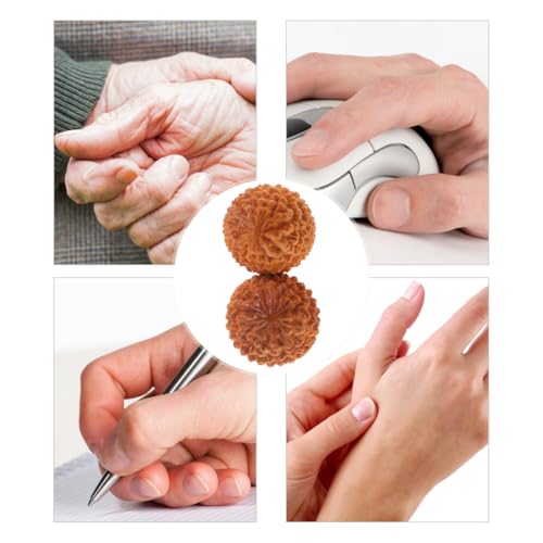 Ipetboom 2Pcs Durian-Shaped Wood Hand Massage Balls, Rolling Hand Massager for Finger Acupoint Therapy and Muscle Knot Relief Compact Fitness Supply for Exercise and Relaxation