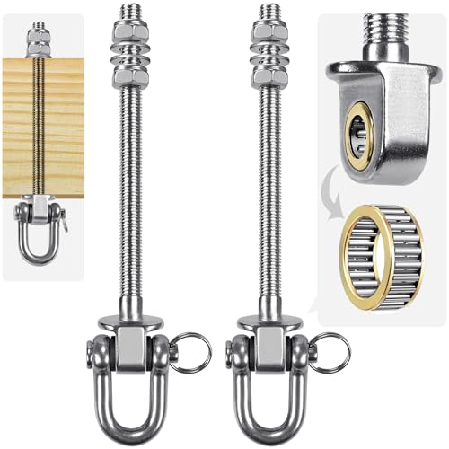 SELEWARE Heavy Duty Swing Hanger with Bearings, 2 Pack Porch Swing Hardware | 304 Stainless Steel, M10 x 9 Inch Bolts, Supports Up to 1800LB, Designed for Wood Beams, Steel Frames and Yoga Hammocks - color: D (9 Inch, 2 Pack)