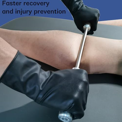 Stainless Steel Muscle Roller Stick for Legs with Silicone Grip and Ball Bearing Foot Roller for Athletes - Massage Roller Stick