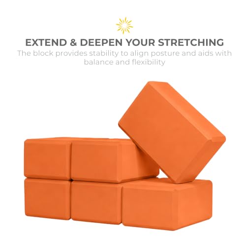Bulk 4in Foam Yoga Blocks, 6 Pack - color: Orange