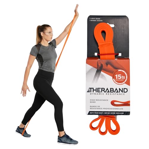 THERABAND High Resistance Band, Exercise, Physical Therapy, 15 lb, Red | Elastic resistance band for exercise, strength training, stretching and physical therapy - ideal for home workouts - size: Light (15 lbs)