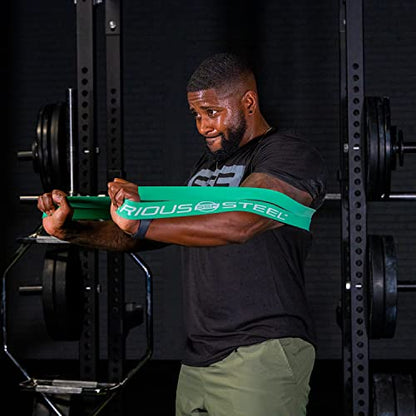 Serious Steel Fitness 81.3cm(32인치) 저항 트레이닝 밴드 (휴대용 운동 밴드 시스템 트레이닝 밴드 - 152cm(5피트 10인치) 미만의 개인에게 적합) - color: #4 그린 (22.7-54.4kg(50-120파운드)