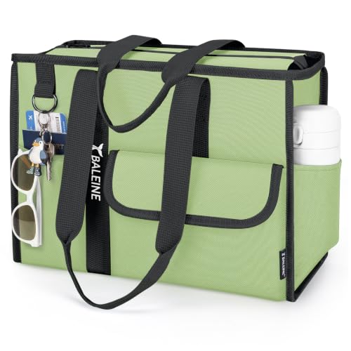 BALEINE Utility Tote Bag for Women with Zipper, Teacher Nurse Work Bag | Detachable Reinforced Bottom, Water Resistant Oxford, Multiple Organized Pockets, Foldable Lightweight for Travel Shopping - color: Green, size: Medium