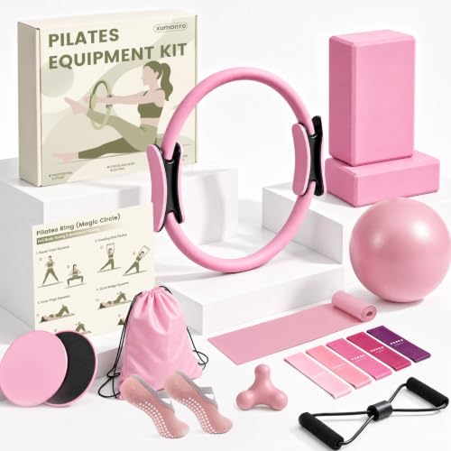 Pilates Kit for Women, At Home Equipment Set for Full Body Workout - color: Pink