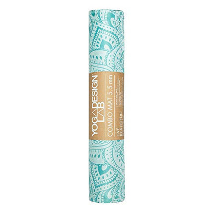 YOGA DESIGN LAB | The Combo Yoga Mat | 2-in-1 Mat+Towel | Eco Luxury | Ideal for Hot Yoga, Power, Bikram, Ashtanga, Sweat | Studio Quality | Includes Carrying Strap! - color: Mandala Turquoise, size: 5.5mm