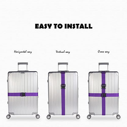 2pcs 74″×2″Luggage Straps for Suitcases,Adjustable Suitcase Straps and Heavy Duty Strap Buckle Packing Straps Travel Accessories,Purple - color: Purple 2PCS