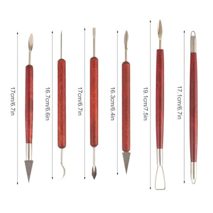 DIYOOHOMY Double-Ended Clay Sculpting Tools Set, 6 Pcs Pottery Carving Tools for Polymer Air Dry Clay, Professional Ceramic Modeling, Trimming, Shaping, DIY Crafts Supplies - color: red