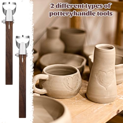 2Pcs Sculpture Scraper Pottery Handle Making Tool Pottery Carving Tool | Potterys Trimming Tools Polymer Clay Sculpting Tools for Ceramic Sculpture Craft Teacup Mug Cup Handle Making