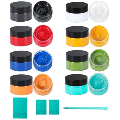 8 Chalk Paste for Stencils and 4 Chalk Ink Spatulas, Self-Adhesive Stencil Pigment Art Paste for Drawing on Wooden Boards and T-Shirts - color: 12 PCS Chalk paste starter set